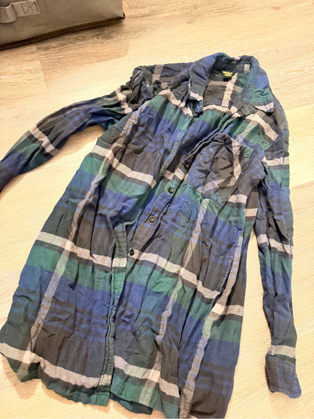 Forever 21 Blue, Green and Gray Plaid Button-Down Shirt